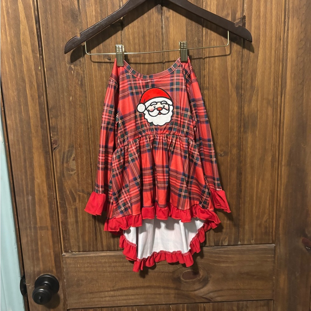 Plaid Santa Kids Dress
